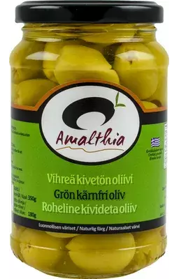 AMALTIA VIHREÄ KIVETÖN OLIIVI 350/180G - Vihannessäilykkeet - 5011635118010 - 1