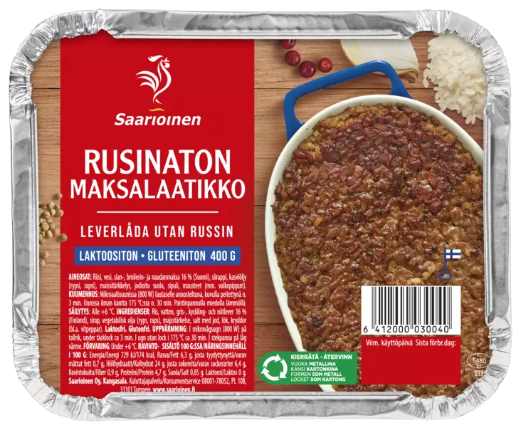 LAKTOOSITON MAKSALAATIKKO 400G SAARIOINE - Mikroateriat - 6412000030040 - 1