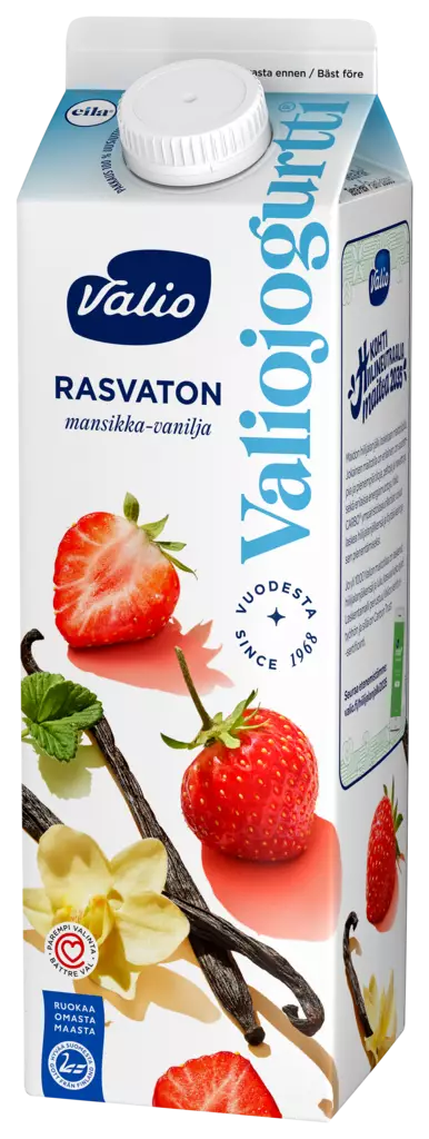 MANSIKKA-VANILJA RASVATON JOGURTTI 1KG - Jogurtit - 6408430023431 - 1
