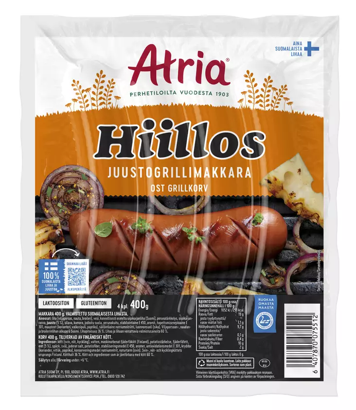 JUUSTOHIILLOS 400G ATRIA - Makkarat ja Nakit - 6407870075512 - 1