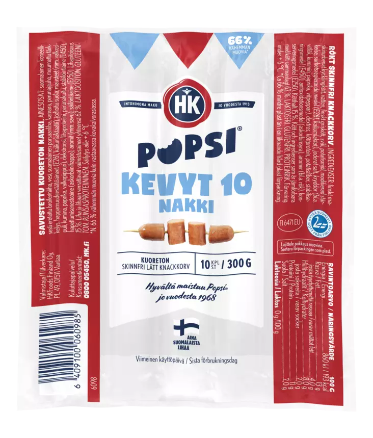 POPSI KEVYT 10 NAKKI HK - Makkarat ja Nakit - 6409100060985 - 1