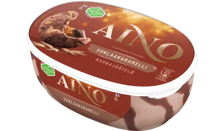 AINO SUKLAAKARAMELLI VEGAN KAURAJÄÄTELÖ - Jäätelöpakkaukset - 6430064408476 - 1