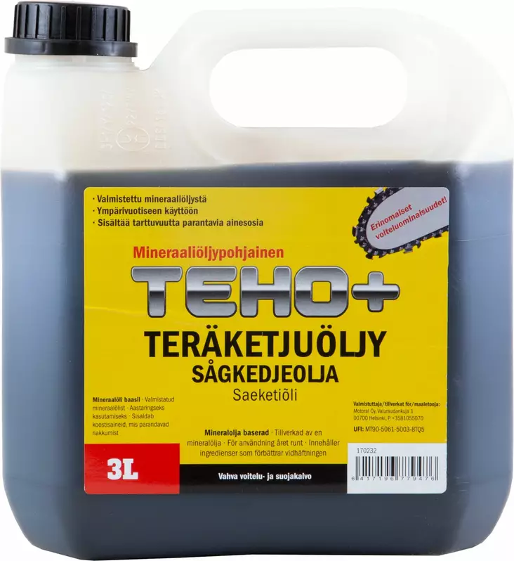 TEHO+TERÄKETJUÖLJY 3L - Sahat ja puunkaato - 6417196779476 - 1