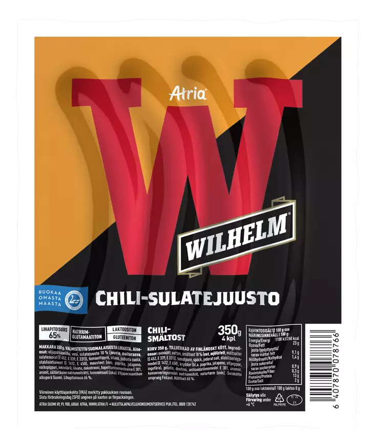 WILHELM CHILI-SULATEJUUSTO - Makkarat ja Nakit - 6407870078766 - 1