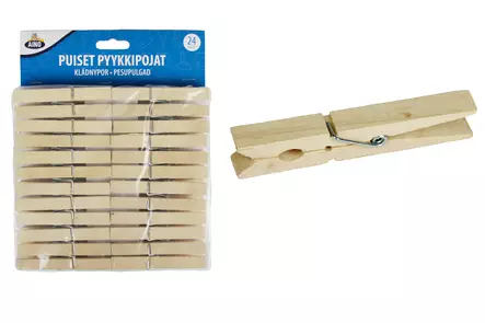 PYYKKIPOIKA PUU 24KPL - Pyykinpesu- ja huuhtelu - 6416096019637 - 1