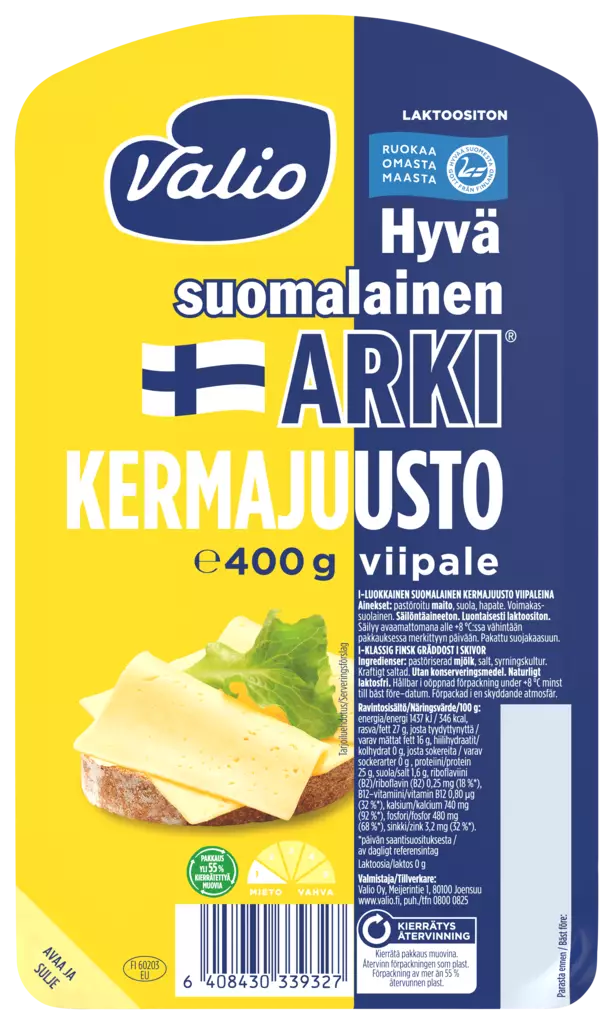 ARKI KERMAJUUSTO VIIPALE 400 G VALIO - Höylättävät ja viipaloidut juustot - 6408430339327 - 1
