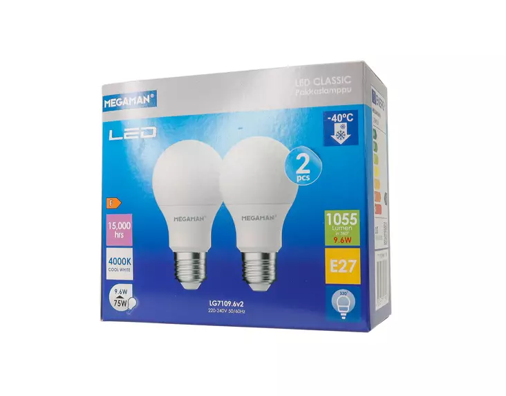 PAKKASLAMPPU 9,6W E27 -40 2KPL/PAK 1055 - E27 Lamput - 4892657113907 - 1