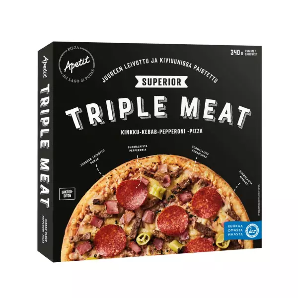 APETIT SUPERIOR TRIPLE MEAT PIZZA 340G - Pakastepizzat - 6430104958688 - 1