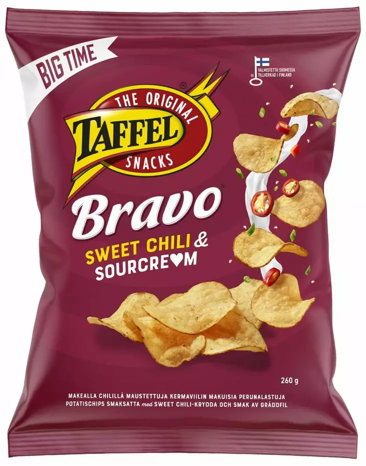 BRAVO SWEET CHILI& SOUR CREAM 260G - Sipsit ja snacksit - 6410380041748 - 1