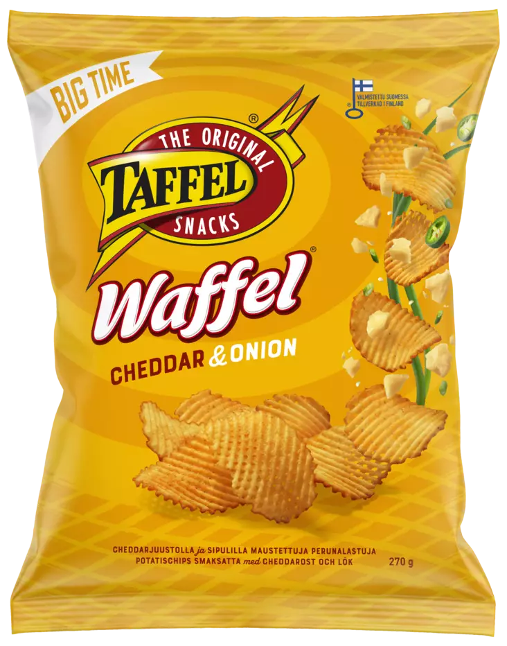 TAFFEL WAFFEL CHEDDAR&ONION 270G - Sipsit ja snacksit - 6410380042028 - 1