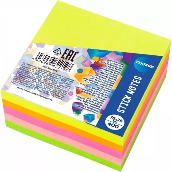 VIESTILAPPUKUUTIO NEONVÄRIT 76X76MM 400S - Muut Vapaa-ajan tuotteet - 4030969822128 - 1