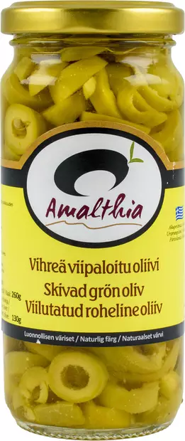 AMALTIA VIHREÄ VIIPALOITU OLIIVI260/130G - Vihannessäilykkeet - 5203224330099 - 1