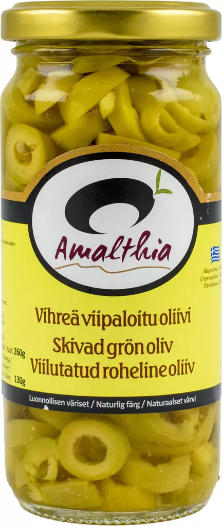 AMALTIA VIHREÄ VIIPALOITU OLIIVI260/130G - Vihannessäilykkeet - 5203224330099 - 1