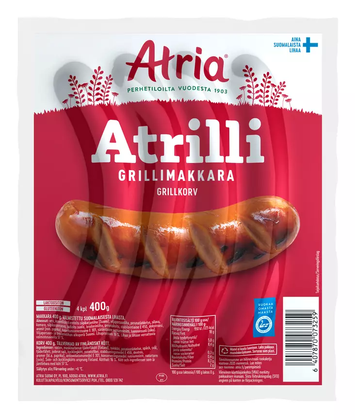 ATRILLI GRILLIMAKKARA 400G ATRIA - Makkarat ja Nakit - 6407870073259 - 1