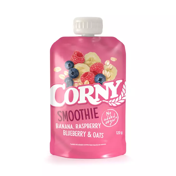 CORNY SMOOTHIE BANAANI,VADELMA,MUST 120G - Mehut - 8410175078179 - 1